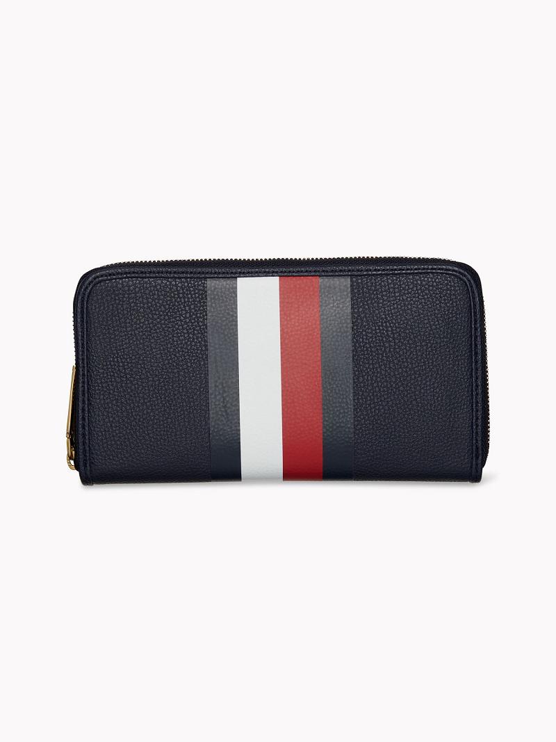 Női Tommy Hilfiger Large Stripe Pénztárca Sötétkék | HU 712EBC